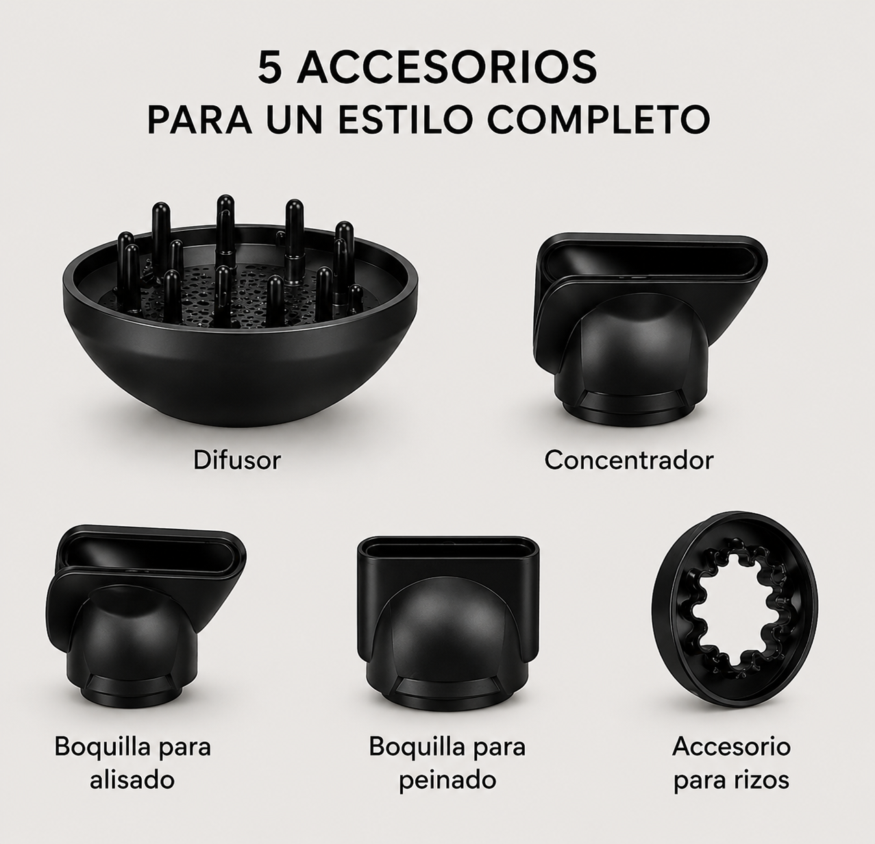 Secador de pelo profesional con cabezales imantados