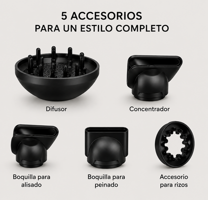 Secador de pelo profesional con cabezales imantados